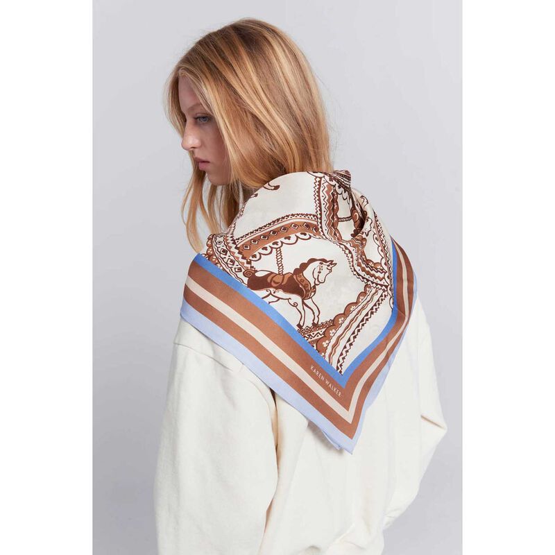 Karen Walker Carousel Classic Silk Scarf Cream Multi image number 1